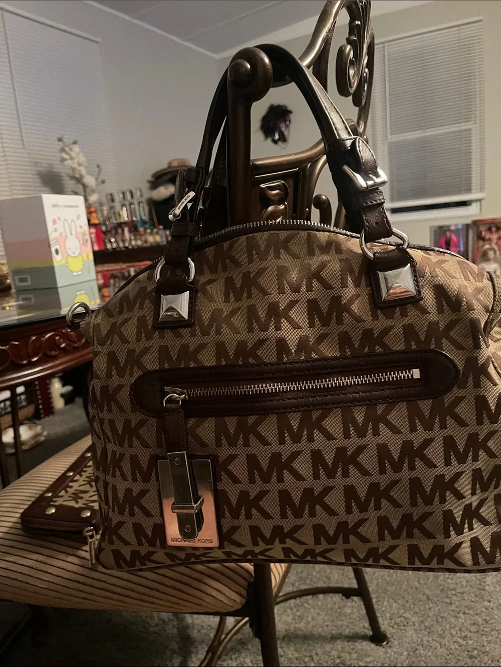 Michael Kors Brown MK Signature Logo Duffel Bag